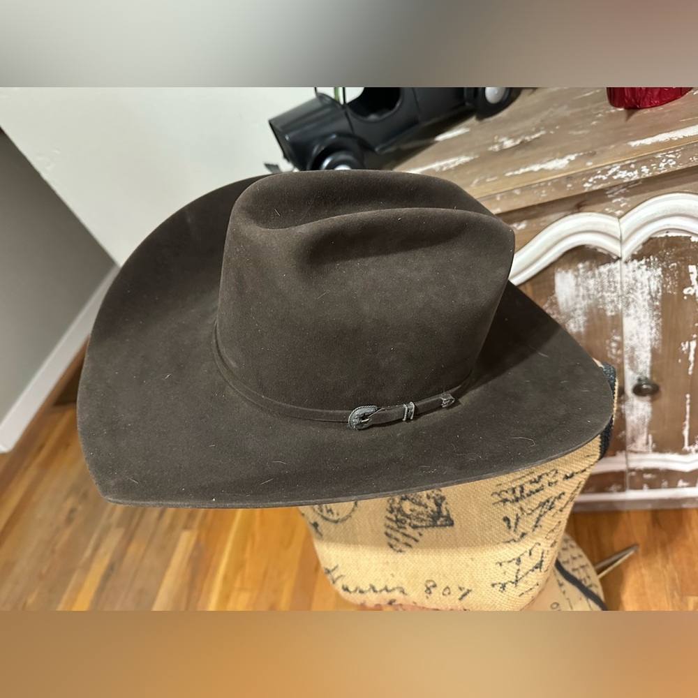6 7/8 Sean Ryon Brown Felt 200x Western Cowboy Hat & Hat Can